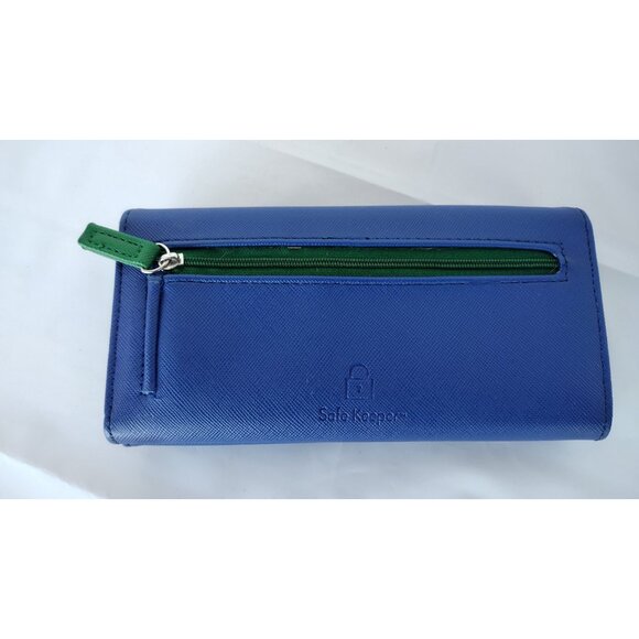 Safe Keeper Womens Wallet Zipper Multi Pocket Card Slots Blue and Green - Picture 2 of 8